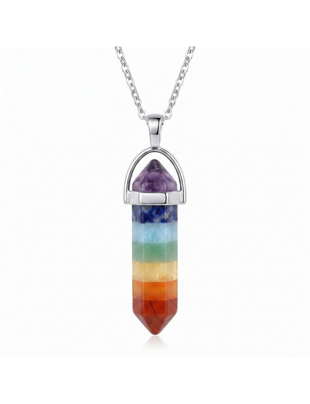 Collar Péndulo 7 Chakras Piedras Naturales Reiki Meditación