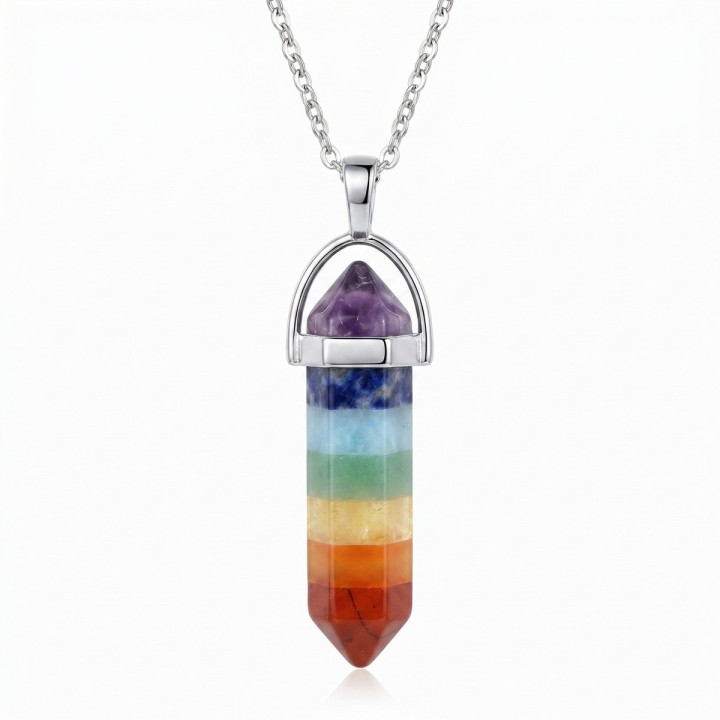 Collar Péndulo 7 Chakras Piedras Naturales Reiki Meditación