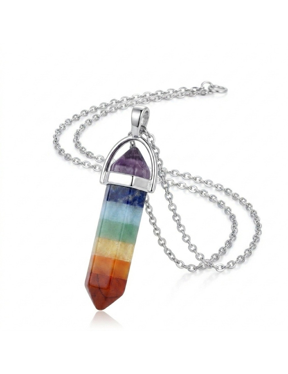 Collar Péndulo 7 Chakras Piedras Naturales Reiki Meditación