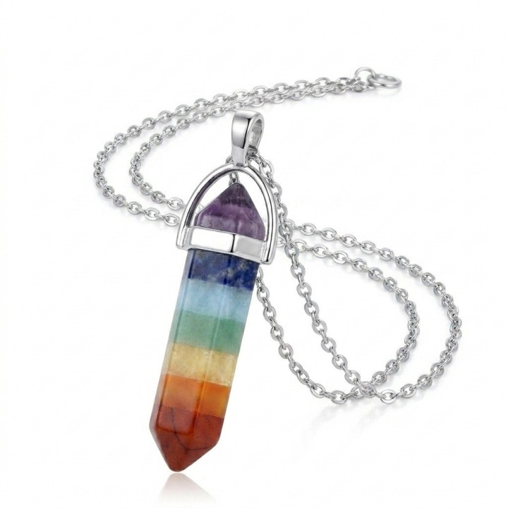 Collar Péndulo 7 Chakras Piedras Naturales Reiki Meditación