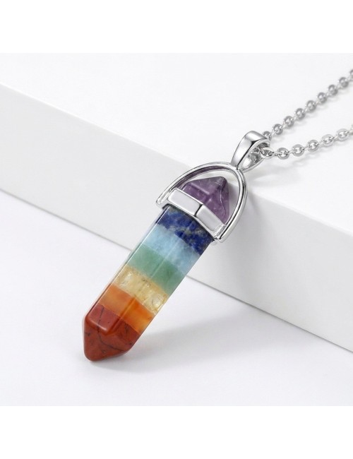 Collar Péndulo 7 Chakras Piedras Naturales Reiki Meditación
