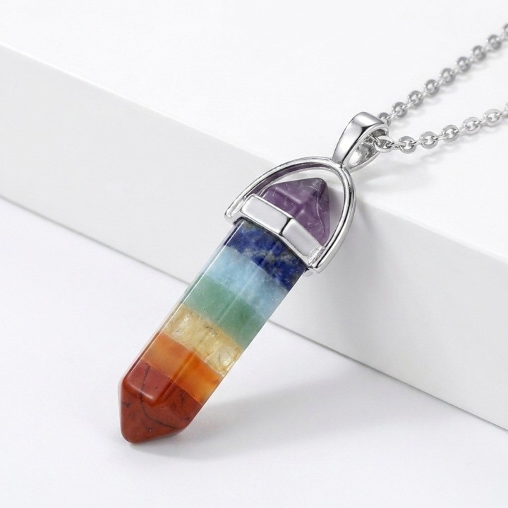 Collar Péndulo 7 Chakras Piedras Naturales Reiki Meditación