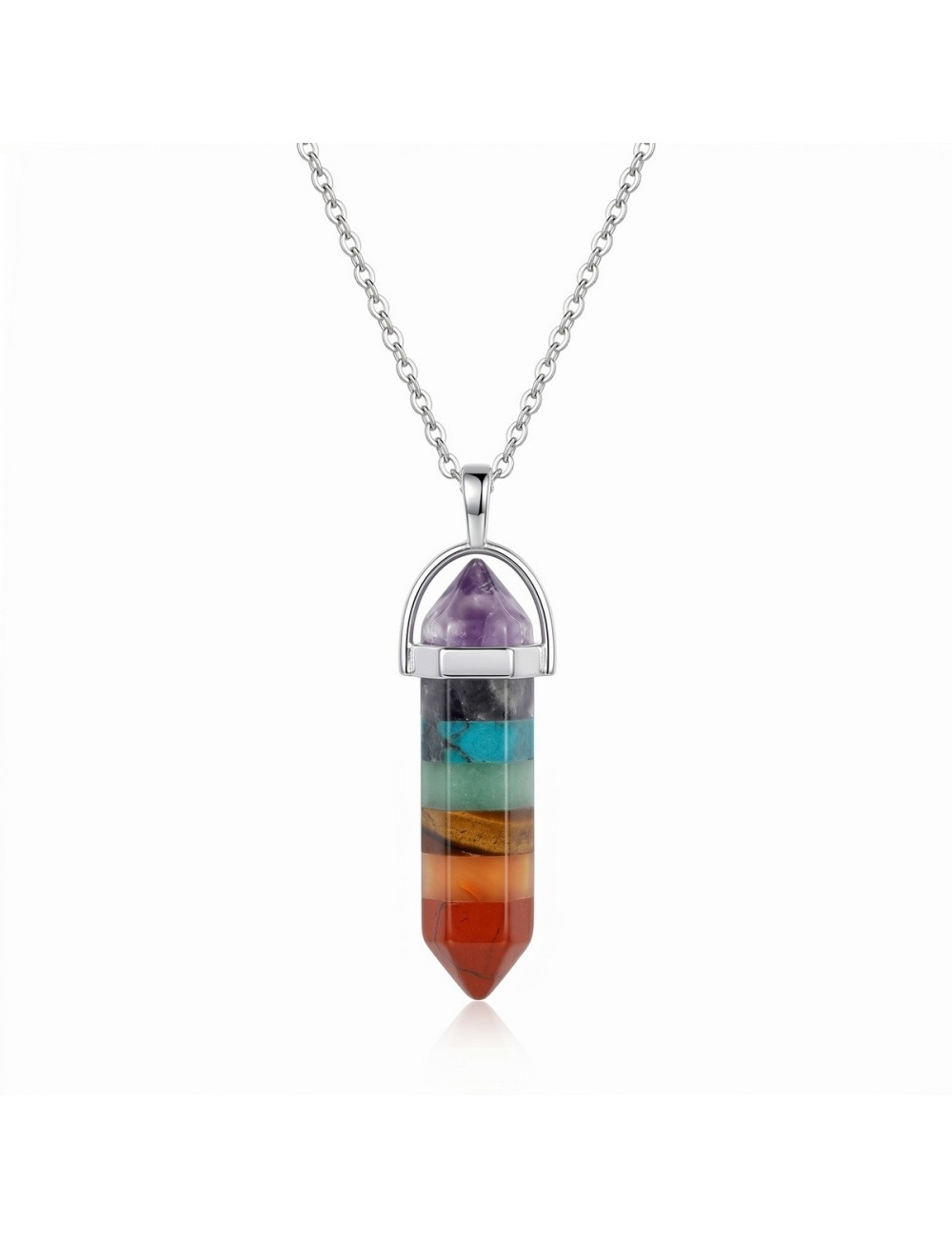 Collar Péndulo 7 Chakras Piedras Naturales Reiki Meditación