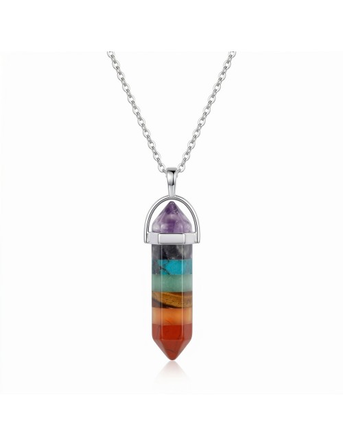 Collar Péndulo 7 Chakras Piedras Naturales Reiki Meditación
