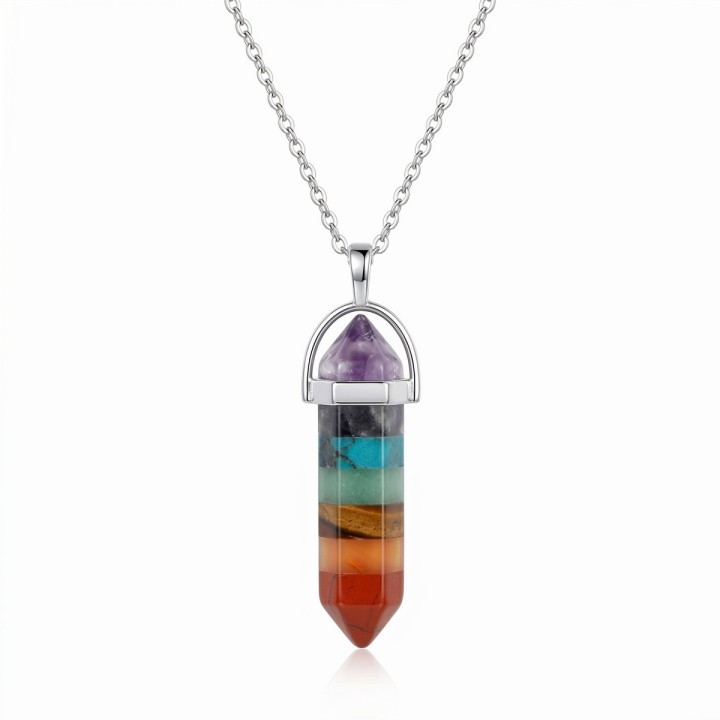 Collar Péndulo 7 Chakras Piedras Naturales Reiki Meditación