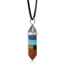 Collar Dije Péndulo 7 Chakras Piedra Natural Unisex Cordón