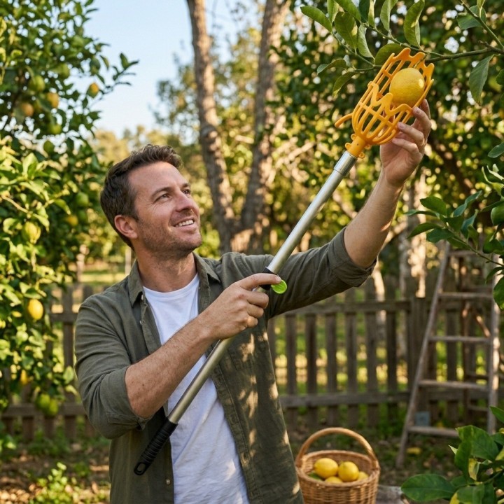 Recolector De Frutas Con Mango Telescópico Extensible 1 M