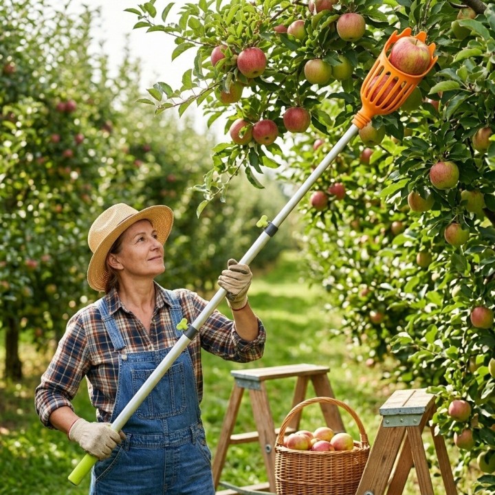 Recolector De Frutas Con Mango Telescópico Extensible 2 M