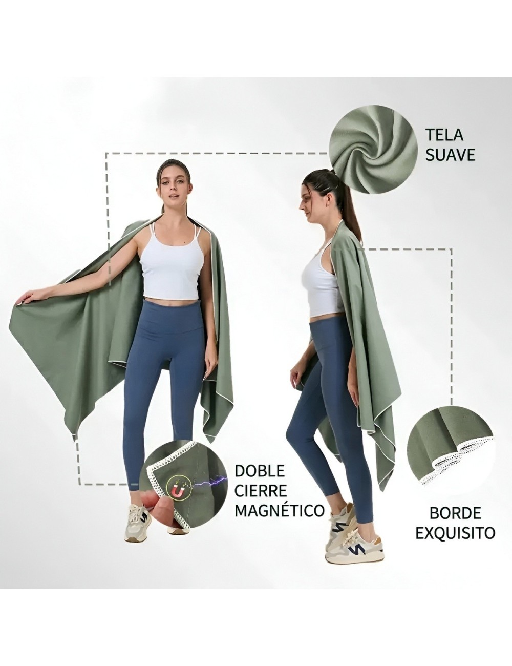 Toalla Microfibra Magnética Playa Secado Rápido 76x190cm
