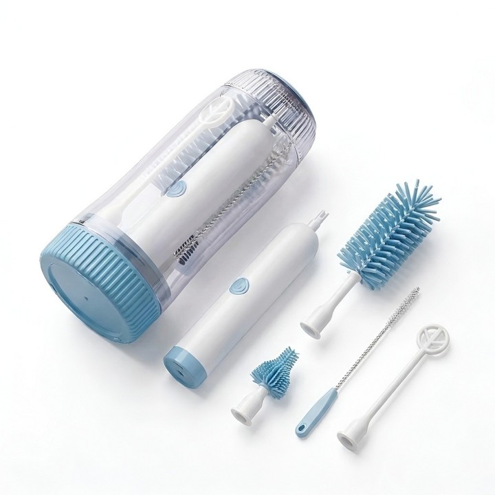 Kit Cepillo Eléctrico Para Biberones Con Esterilizador Uv
