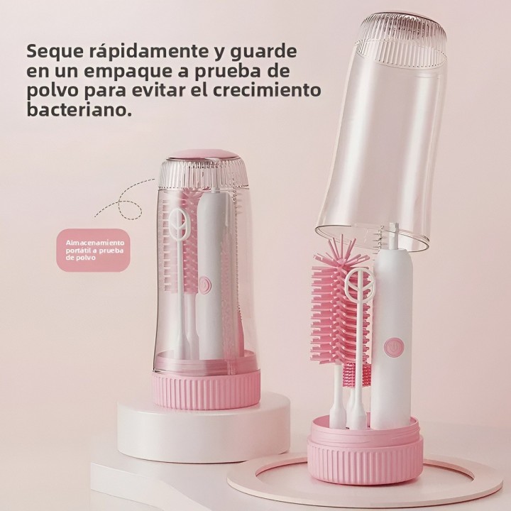 Kit Cepillo Eléctrico Para Biberones Con Esterilizador Uv