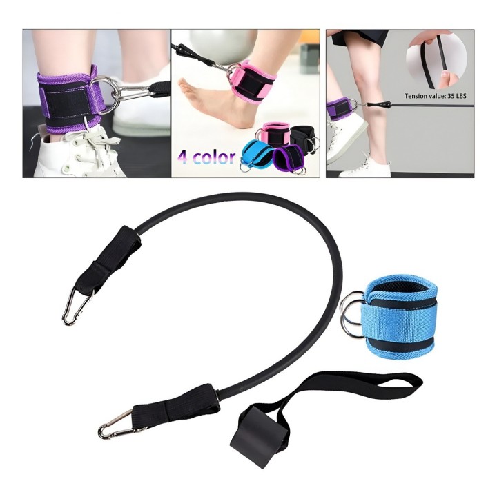 Kit Tobillera Banda Elástica Y Anclaje Puerta Para Glúteos