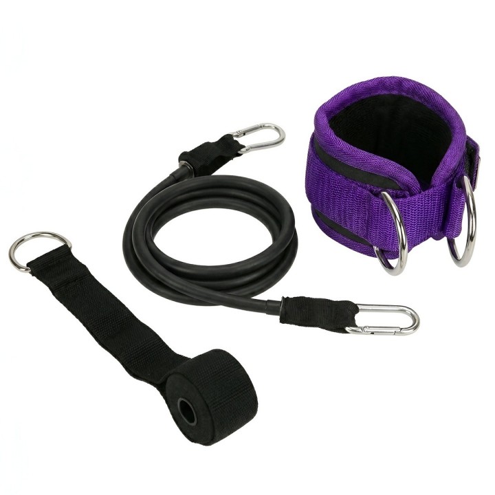 Kit Tobillera Banda Elástica Y Anclaje Puerta Para Glúteos