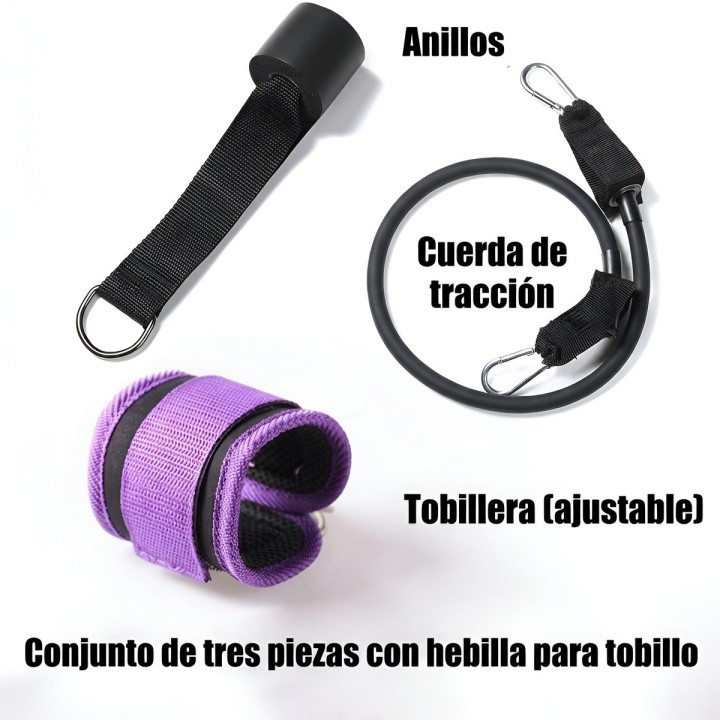Kit Tobillera Banda Elástica Y Anclaje Puerta Para Glúteos