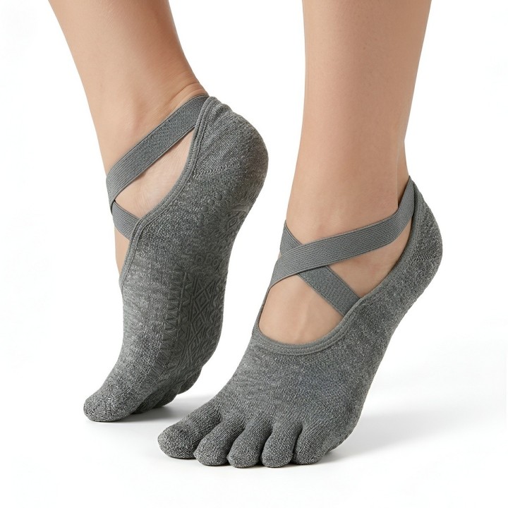 Calcetines Antideslizantes Yoga Pilates Tiras Cruzadas