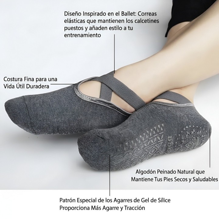 Calcetines Antideslizantes Yoga Pilates Tiras Cruzadas