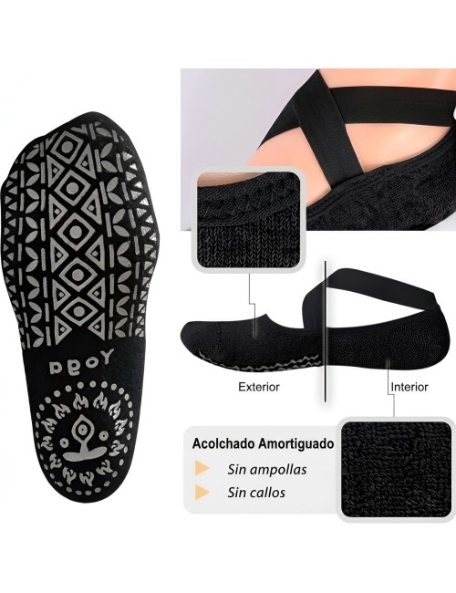Calcetines Antideslizantes Yoga Pilates Tiras Cruzadas