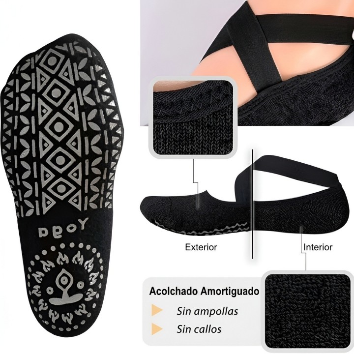 Calcetines Antideslizantes Yoga Pilates Tiras Cruzadas
