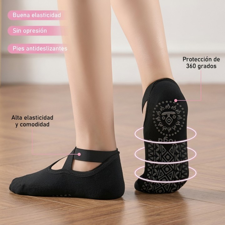 Calcetines Antideslizantes Yoga Pilates Tiras Cruzadas