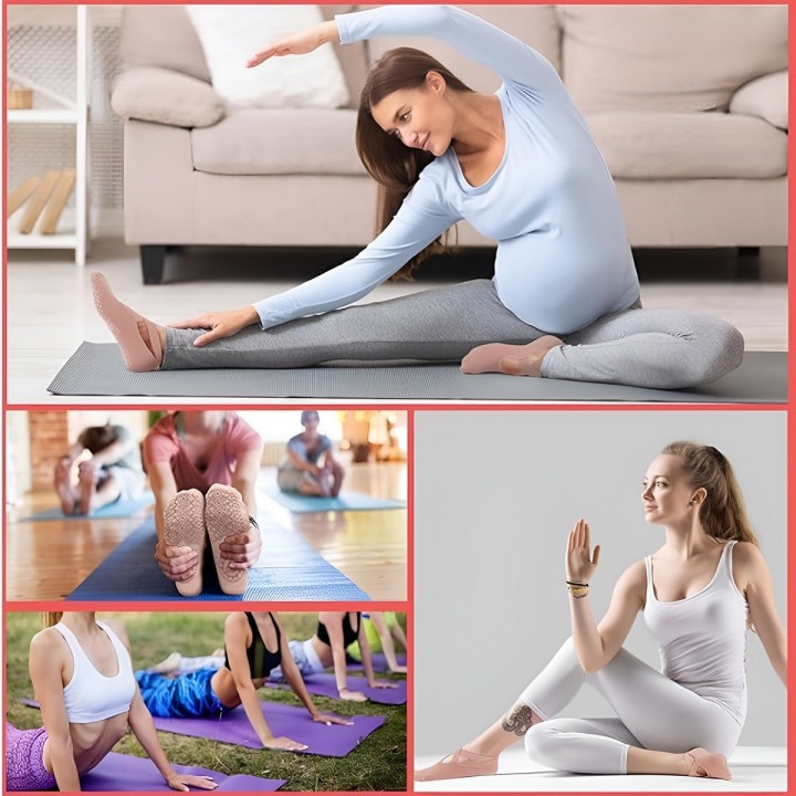 Calcetines Antideslizantes Yoga Pilates Tiras Cruzadas