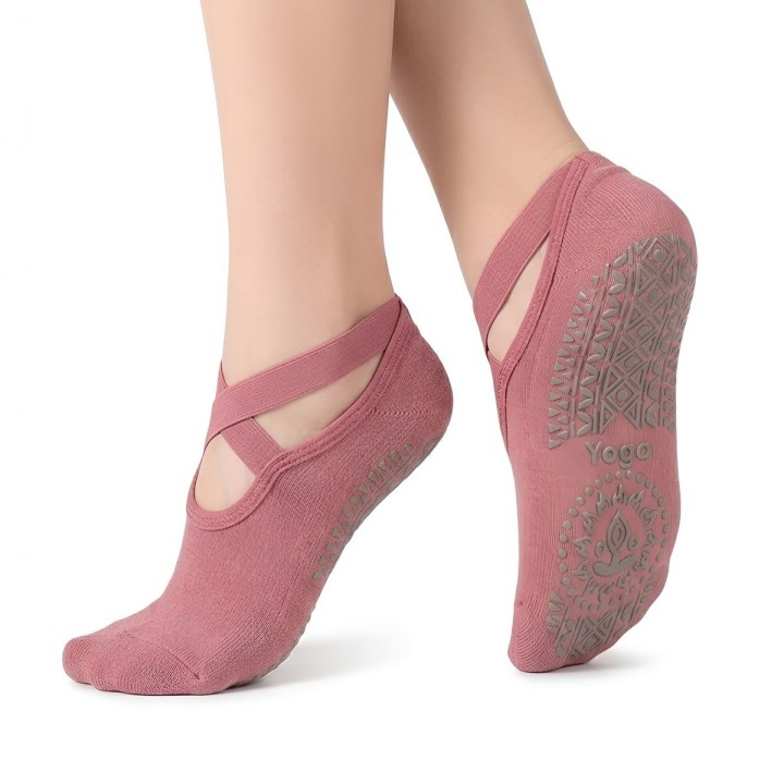 Calcetines Antideslizantes Yoga Pilates Tiras Cruzadas