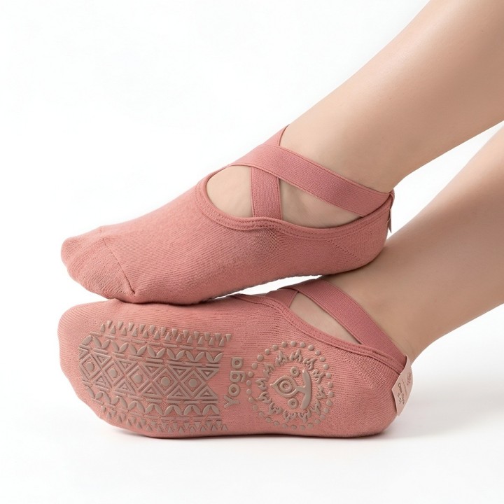 Calcetines Antideslizantes Yoga Pilates Tiras Cruzadas
