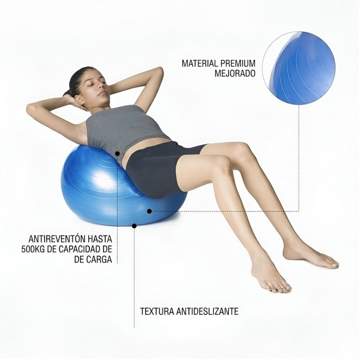 Pelota De Ejercicio Yoga Pilates 75cm Con Inflador