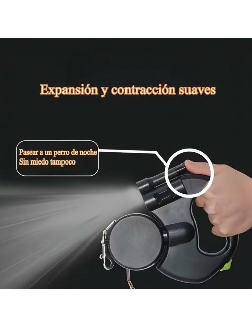 Correa Retráctil Doble Perro Luz Led 3m Anti Enredos 360°