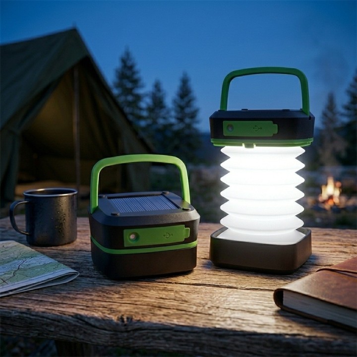 Lámpara Linterna Solar Plegable Recargable Camping Led