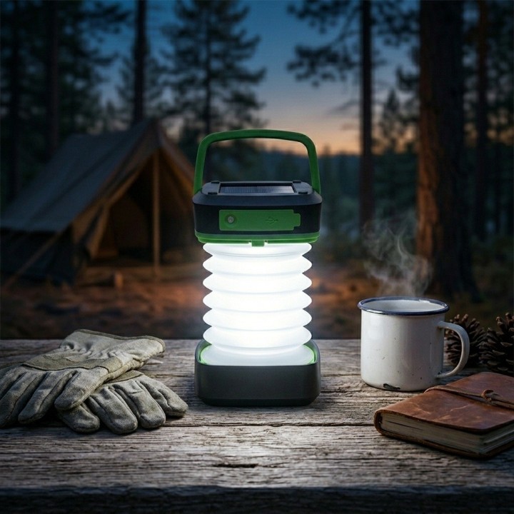 Lámpara Linterna Solar Plegable Recargable Camping Led