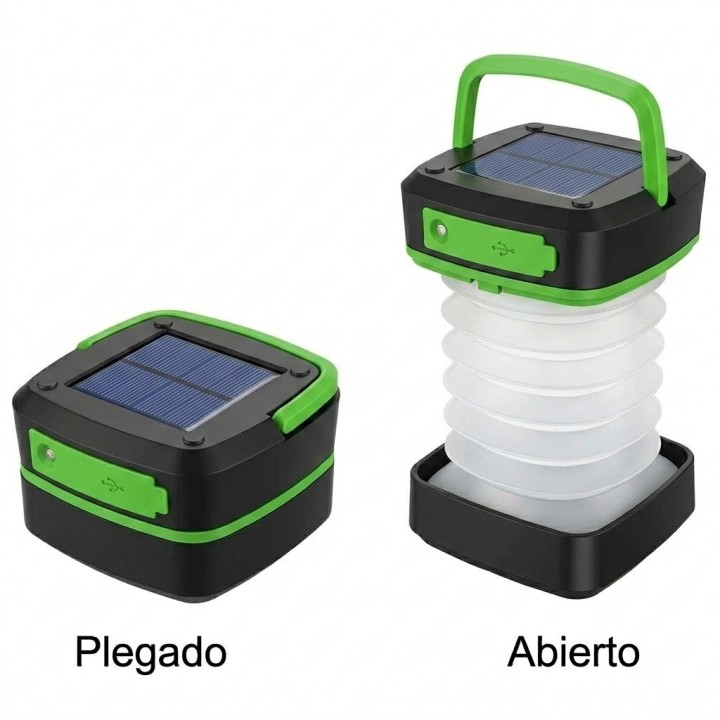 Lámpara Linterna Solar Plegable Recargable Camping Led