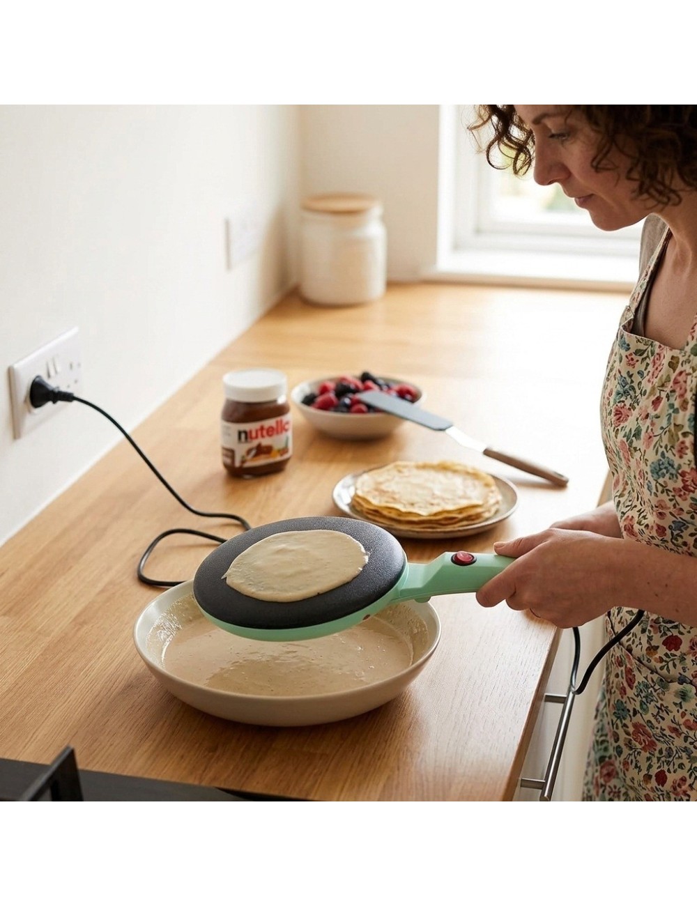 Máquina Eléctrica Antiadherente Para Crepes Y Pancakes 600w