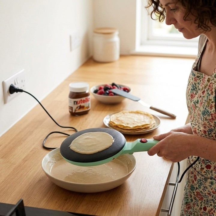 Máquina Eléctrica Antiadherente Para Crepes Y Pancakes 600w