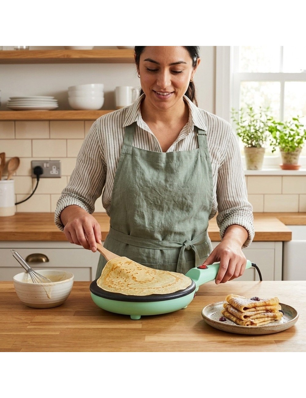 Máquina Eléctrica Antiadherente Para Crepes Y Pancakes 600w