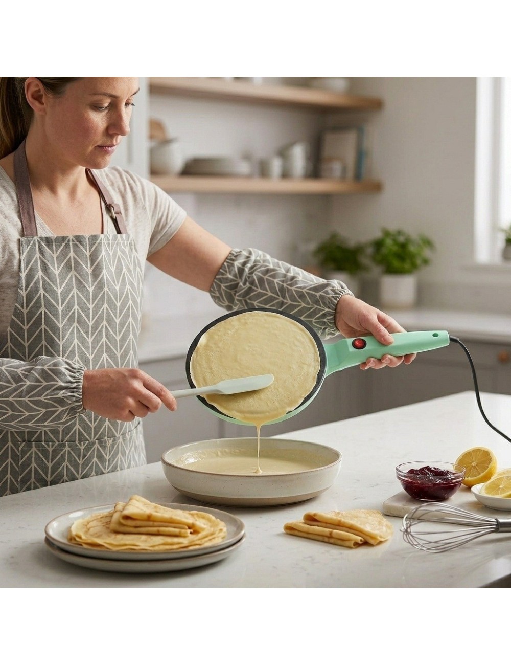 Máquina Eléctrica Antiadherente Para Crepes Y Pancakes 600w