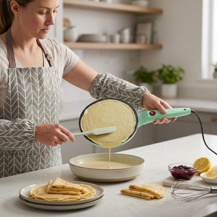 Máquina Eléctrica Antiadherente Para Crepes Y Pancakes 600w