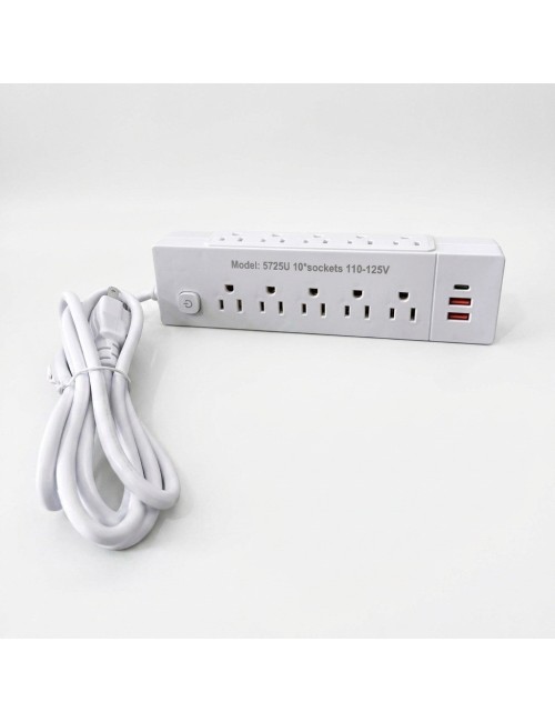 Multitoma Regleta 10 Salidas + 3 Usb Protector Picos 2500w
