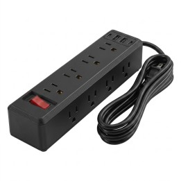 Multitoma Regleta Negra 10 Salidas 3 Usb Protector 2500w