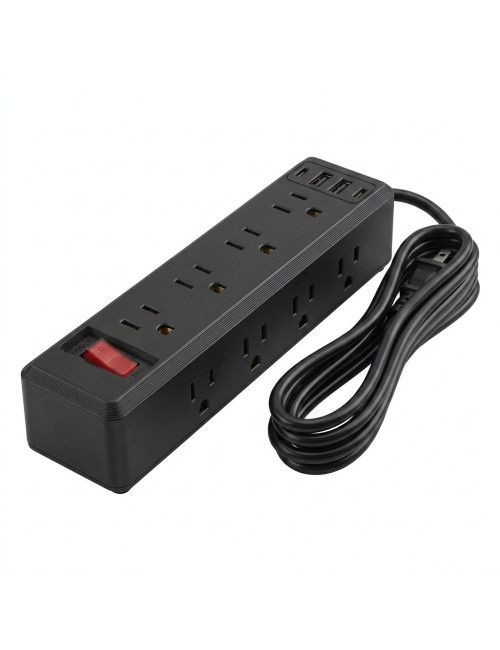 Multitoma Regleta Negra 10 Salidas 3 Usb Protector 2500w