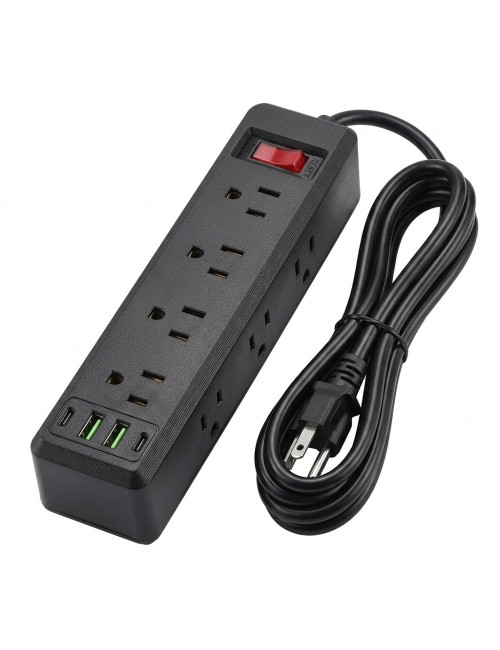 Multitoma Regleta Negra 10 Salidas 3 Usb Protector 2500w