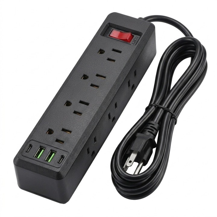 Multitoma Regleta Negra 10 Salidas 3 Usb Protector 2500w