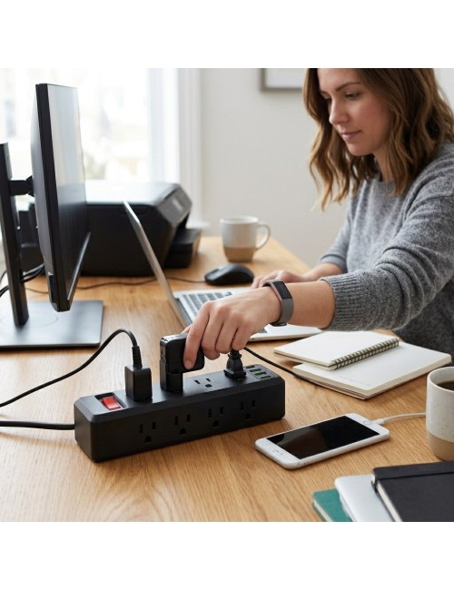 Multitoma Regleta Negra 10 Salidas 3 Usb Protector 2500w