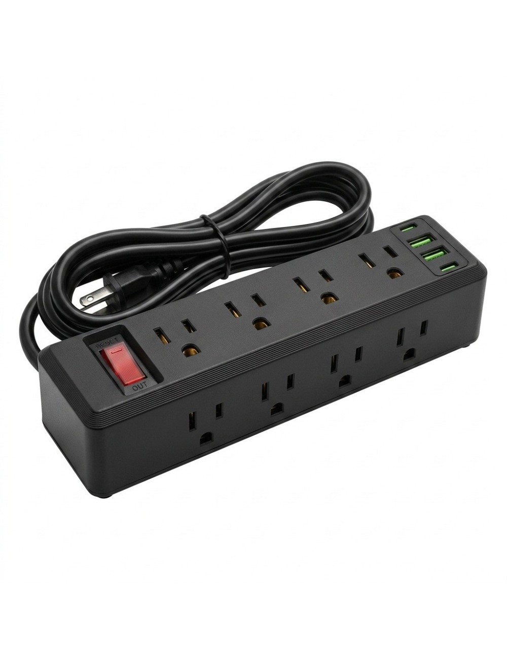 Multitoma Regleta Negra 10 Salidas 3 Usb Protector 2500w