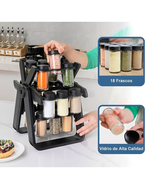 Organizador Especiero Giratorio Noria 18 Frascos Vidrio