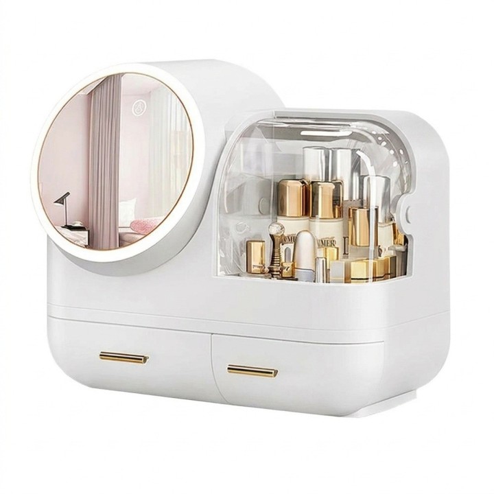 Organizador Maquillaje Espejo Luz Led 3 Tonos Usb
