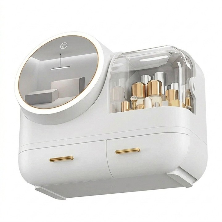 Organizador Maquillaje Espejo Luz Led 3 Tonos Usb