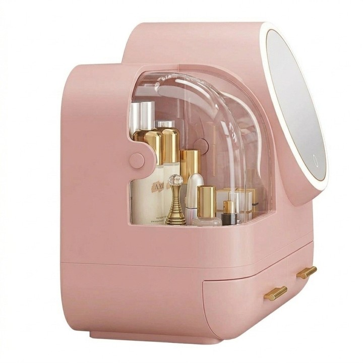 Organizador Maquillaje Espejo Luz Led 3 Tonos Usb