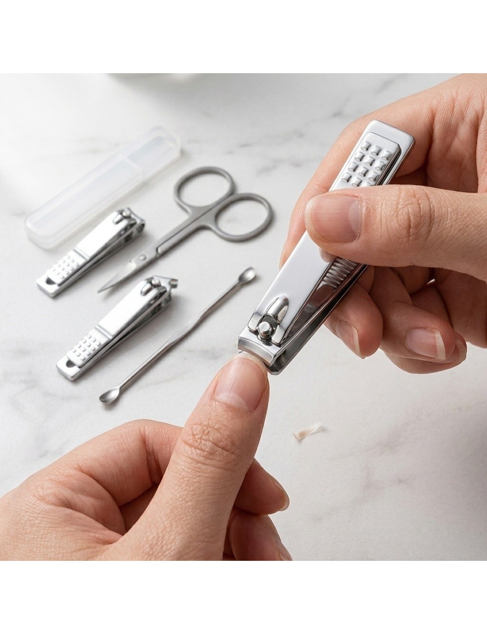 Set Manicure 5 Piezas Acero Inox Con Estuche Mini Maleta