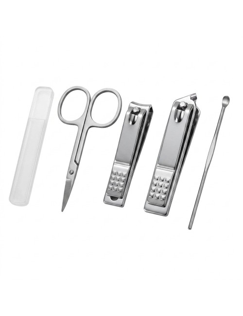Set Manicure 5 Piezas Acero Inox Con Estuche Mini Maleta