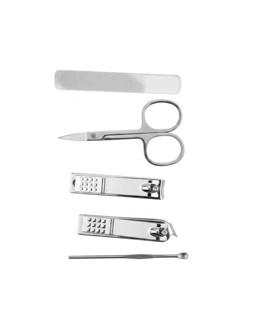 Set Manicure 5 Piezas Acero Inox Con Estuche Mini Maleta